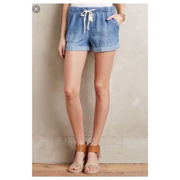 Cloth & Stone Chambray Drawstring Cuffed Shorts Women's Size Extra Small - Picture 7 of 7